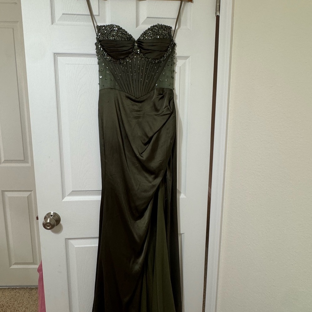 CINDERELLA DIVINE CD295 Daisy Beaded Satin Corset Dress